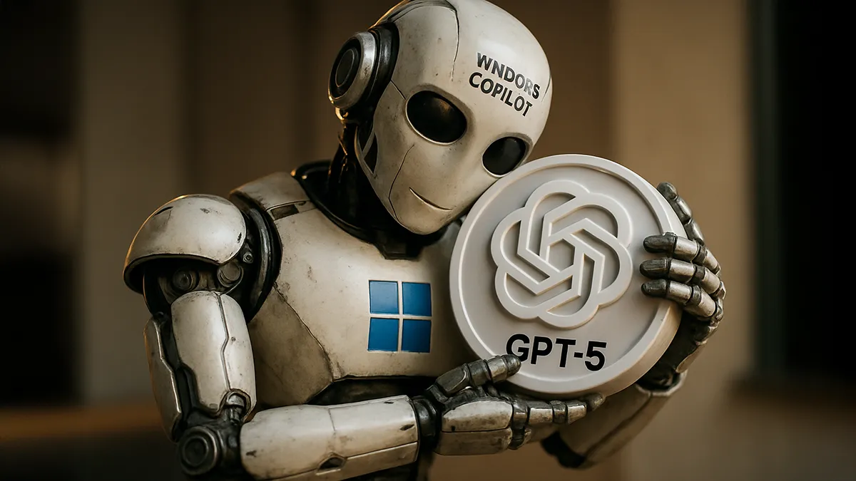 Ein Windows Roboter umarmt GPT5